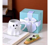 Duqulle Ghost-Coffee Mu G,Halloween Ghost Ceramic Ghostface Cup,Cute Cartoon Ghost Mugs,White Ghost Shaped Cup Halloween Novelty Gift for Your Loved,440ml