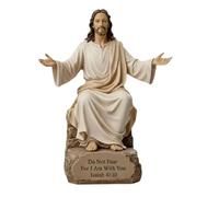 Duqulle Jesus Figures, Resin Desk Companion Figurine, Handcrafted Sitting Christ Statue With Do Not Fear, For I Am With You, Religious Ornaments For Home Office Prayer Car Dashboard Decor