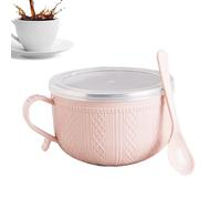 Duqulle Soup Bowls with Handles, 739ml Meal Bowl, Soup Mug with Spoon, Leak-Proof Lids Design, Microwave Food Containers, Lunch Bowl for Ramen, Noodle, Porridge, Travel, Camping