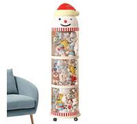 Duqulle Stuffed Animal Storage Tube, Snowman Shaped Transparent Stuffed Toy Storage Tube With Wheels, Cute Soft Toy Organizer Bin Display, Stackable Soft Toys Holder Basket For For Bedroom Nursery