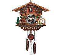 Duqulle Tranditional Cuckoo Clock Wooden Cuckoo Clock Ornament Vintage Wall Clock Handmade Cuckoo Clock Black House Retro Pendulum Clock Wall Décor