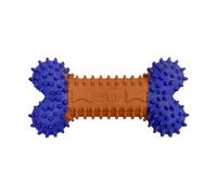DUR Dog Bone Chew Toy For Small Dogs, Blue/Orange - Chicken Scent, Durable Recycled Rubber - Interactive and Tough Dog Chew Toy For Aggressive Chewers, Boredom, Teeth Cleaning, Puppy Teething 12x6cm