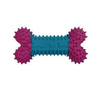 DUR Dog Bone Chew Toy For Small Dogs, Hot Pink/Blue - Chicken Scent, Durable Recycled Rubber - Interactive and Tough Dog Chew Toy For Aggressive Chewers, Boredom, Teeth Cleaning, Puppy Teething 12x6cm