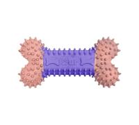 DUR Dog Bone Chew Toy For Small Dogs, Pink/Lilac - Chicken Scent, Durable Recycled Rubber - Interactive and Tough Dog Chew Toy For Aggressive Chewers, Boredom, Teeth Cleaning, Puppy Teething 12x6cm