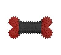 DUR Dog Bone Chew Toy For Small Dogs, Red & Black - Chicken Scent, Durable Recycled Rubber - Interactive and Tough Dog Chew Toy For Aggressive Chewers, Boredom, Teeth Cleaning, Puppy Teething 12x6cm