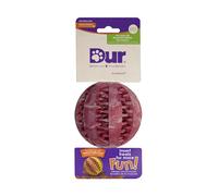 DUR Dog Treat Ball, Red, Vanilla Scent - Durable Recycled Rubber - Interactive and Near Indestructible Dog Chew Toy, Ideal for Boredom, Teeth Cleaning, Puppy Teething & Playtime, Medium Sized, 7cm