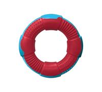 DUR Medium Ring Dog Tug Toy, Red/Blue, Blackberry Scent, Durable Recycled Rubber - Interactive and Near Indestructible Dog Chew Toy for Boredom, Teeth Cleaning, Puppy Teething & Playtime, 13cm