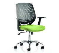 dura black back office chair with myrrh green seat