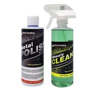 DURA-COATING TECHNOLOGY, Blue Premium Metal Polish - Perfect for Aluminum Wheels, Diamond Plate, Stainless Steel, Copper, Brass, & Nickel - 16oz Polish + 16oz Wheely Clean (Wheel and Tire Cleaner)
