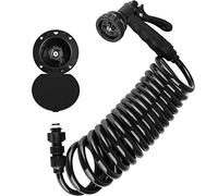 Dura Faucet RV Exterior Quick Connect Sprayer with 7 Settings, 15-Foot Coiled Hose, and Utility Spray Dock Kit (Black) - New 2019 Model