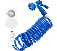 Dura Faucet RV Exterior Quick Connect Sprayer with 7 Settings, 15-Foot Coiled Hose, and Utility Spray Dock Kit (White) - New 2019 Model