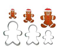 Dura Gingerbread Man Cookie Cutter, 3 Pcs, Silver, Stainless Steel, Dishwasher Safe