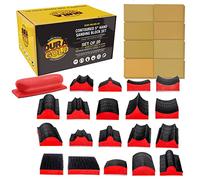 Dura-Gold 20-Piece Contoured Profile 5" Hand Sanding Block Set with 40 Sheet Hook & Loop Sandpaper Kit - Interchangeable Assorted Convex & Concave Shapes - Sand Wood Woodworking Furniture, Auto Paint