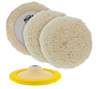 Dura-Gold 3 Pack of 8 Wool Hook & Loop Grip Buffing Pads with a 7" Flexible Edge Backing Plate - Compound Cutting, Polishing - Fits Auto Car Detailing Polisher Sanders - Paint, Boat