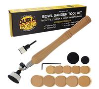 Dura-Gold Bowl Sander Tool Kit with 1" & 2" Hook & Loop Backing Pads, 50 Sanding Discs - Dual Bearing Head, Hardwood Handle, 1/4" Mandrel - 60, 80, 120, 220, 320 Grit Sandpaper - Sand Wood Woodworking
