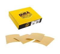 Dura-Gold Premium 1/4 Sheet Gold Sandpaper Sheets, 120 Grit (Box of 25) - 4.5" x 5.5" Size Hook & Loop Backing, Wood Furniture Woodworking, Auto Paint - for Palm Sanders, Clip-On, Hand Sanding Blocks