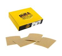 Dura-Gold Premium 1/4 Sheet Gold Sandpaper Sheets, 40 Grit (Box of 16) - 4.5" x 5.5" Size Hook & Loop Backing, Wood Furniture Woodworking, Auto Paint - for Palm Sanders, Clip-On, Hand Sanding Blocks