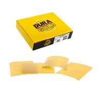 Dura-Gold Premium 1/4 Sheet Gold Sandpaper Sheets, 600 Grit (Box of 25) - 4.5" x 5.5" Size Hook & Loop Backing, Wood Furniture Woodworking, Auto Paint - for Palm Sanders, Clip-On, Hand Sanding Blocks