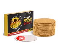 Dura-Gold - Premium - 100 Grit 3" Gold Hook & Loop Sanding Discs for DA Sanders - Box of 30 Sandpaper Finishing Discs for Automotive and Woodworking