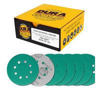 Dura-Gold Premium 180 Grit 5" Green Film Sanding Discs, 8-Hole Pattern, Box of 50 - Dustless Hook & Loop Backing Sandpaper for DA & Random Orbital Sanders, Sand Automotive Paint Woodworking Furniture