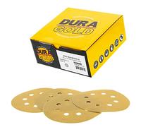 Dura-Gold Premium - 220 Grit - 5" Gold Sanding Discs - 8-Hole Dustless Hook and Loop for Random Orbit DA Sander - Box of 50 Finishing Sandpaper Discs for Woodworking or Automotive