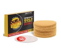 Dura-Gold Premium 3" Gold Hook & Loop Sanding Discs - 150 Grit (Box of 30) - High-Performance Medium Cut Abrasive Sandpaper Discs - For DA Sanders Drill, Sand Automotive Paint Filler, Woodworking Wood