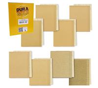 Dura-Gold Premium 60, 80, 120, 180, 220, 320, 400, 600 Grit 4" x 2.75" Size Gold Sandpaper with Hook & Loop Backing, 5 Each/40 Total - Wood Woodworking Automotive, Sanders