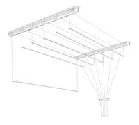 DURA HOME Ceiling Clothes Airer - White | Space-Saving Indoor Drying Rack | Adjustable Height | Strong Steel | Ideal for Laundry Room, Bathroom, Balcony (140cm / White)