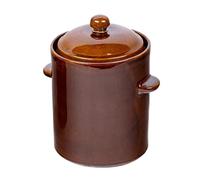 DURA HOME Stoneware Sauerkraut Crock - Fermentation Pot & Pickling Jar for Kimchi, Pickles & Sourdough Starter - Cottage Style Ceramic Pot with Lid - Oven, Microwave & Dishwasher Safe (1.8L)