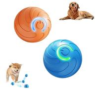 Dura spin Dog Ball, Dura Spin Ball for Large Dogs, Smart Jumping Balls for Dogs, Interactive Automatic Rolling with Lights, which Moves on Its Own (Orange+Blue)