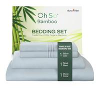 DURA TRIBE Oh So Bamboo Bedding Set 3 Piece Single - Harbour Mist - Hypoallergenic Duvet Cover, Fitted Sheet & Pillowcase Made from 100% Organic Bamboo Viscose Cooling Silky-Soft & Smooth Material