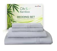 DURA TRIBE Oh So Bamboo Bedding Set 4 Piece King - Harbour Mist - Hypoallergenic Duvet Cover, Fitted Sheet & 2 Pillowcase Made from 100% Organic Bamboo Viscose Cooling Silky-Soft & Smooth Material