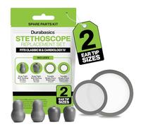 Durabasics Classic 3, Cardiology 3 & Cardiology 4 Stethoscope Accessories Kit for Littman Stethoscope Replacement Parts & Littmann Stethoscope Parts - Fits Classic III, Cardiology III & IV - Grey