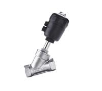 Durability Steel Pneumatic Actuated Angle Seat Valve, BSPT Female Thread Y-Shaped Seat Valve 1pc(1/4 inch,Plastic Head_Double Acting)