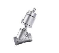 Durability Steel Pneumatic Actuated Angle Seat Valve, BSPT Female Thread Y-Shaped Seat Valve 1pc(3/8 inch,Stainless Head_Normally Open)