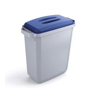 Durable Durabin Plastic Waste Recycling Bin 60L Rectangular Grey with Blue Lid -