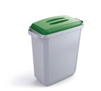 Durable Durabin Grey Rectangular Recycling Bin + Green Lid - Food Safe - 60L