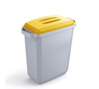 Durabin Grey Rectangular Recycling Bin + Yellow Lid - Food Safe - 60L Durable Yellow 1 Pack