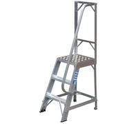 Durable 0.7M Single Sided Fixed Step Ladder With Handrail And Safety Barrier