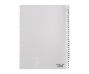 Durable 1-31 Index Set 31 Part File - Includes Transparent Cover Sheet & 31 Dividers - Suitable For A4 Documents - Dimensions 297 x 210/225mm