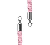 Durable 10 Ft Twisted Hemp Queue Rope with Hooks - Pink Stanchion Barrier for Hotel Entryway, Crowd Control, Event & Exhibition Use