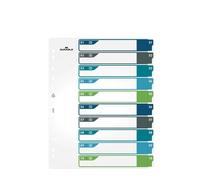Durable 10 Part Numbered Tab Punched Index Dividers + Cover | A4+ | Colour Coded