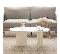 Durable 100cm White Coffee Table with Irregular Top HighQuality MDF Glossy Finish Modern Curved Design Perfect for Living Room Décor