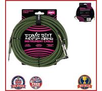 Durable 10ft Braided Instrument Cable Black Green for Guitar and Music Devices