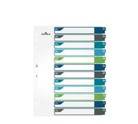 Durable 12 Part Numbered Tab Punched Index Dividers + Cover | A4+ | Colour Coded