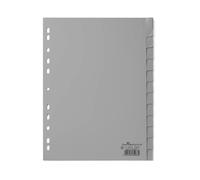 Durable 12 Part Removable Tab Punched Index Dividers | 20 Pack | A4 Grey