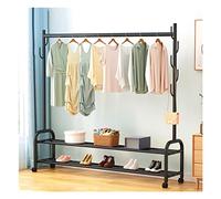 Durable 150 cm Black Clothing Display Stand with Top Rod & Lower Shelf - Elegant Garment Rack for Clothes & Outfits Perfect for Retail Showrooms & Home Use