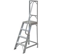 Durable 1M Heavy Duty Single Sided Step Ladder With Handrail And Safety Barrier