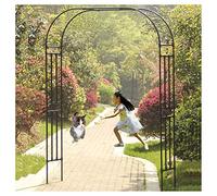Durable 2.4M Metal Garden Arch - Heavy Duty Tubular Rose Arbor for Climbing Plants - Stylish Outdoor Support Archway - Perfect for Garden Decoration (Black, 120x240Cm)