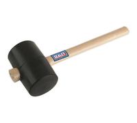 Durable 2.5Lb Black Rubber Mallet With Wooden Handle - Versatile General Purpose Hammer